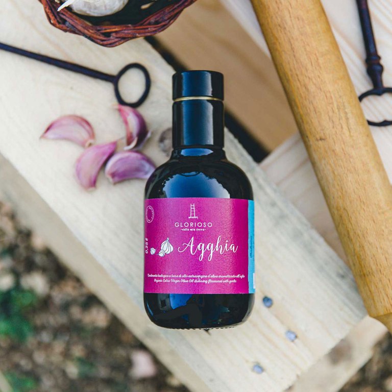 AGGHIA – Olio All'Aglio Biologico - Bottiglia 0,25L
